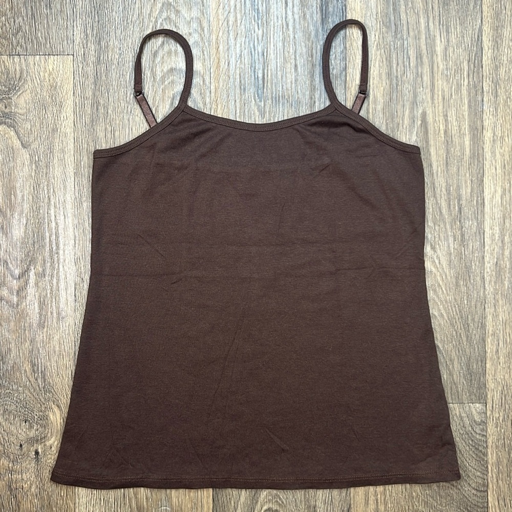 Brown Tank Top Adjustable Strap 100% Cotton